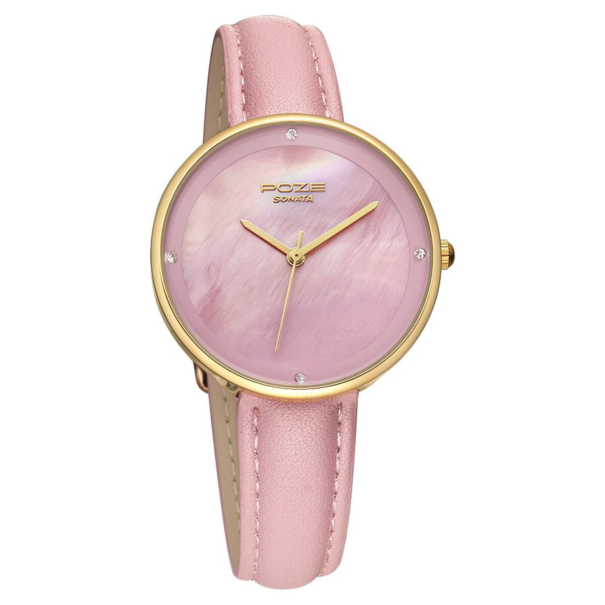 Poze by Sonata Quartz Analog Pink Dial PU Leather Strap Watch for Women 2