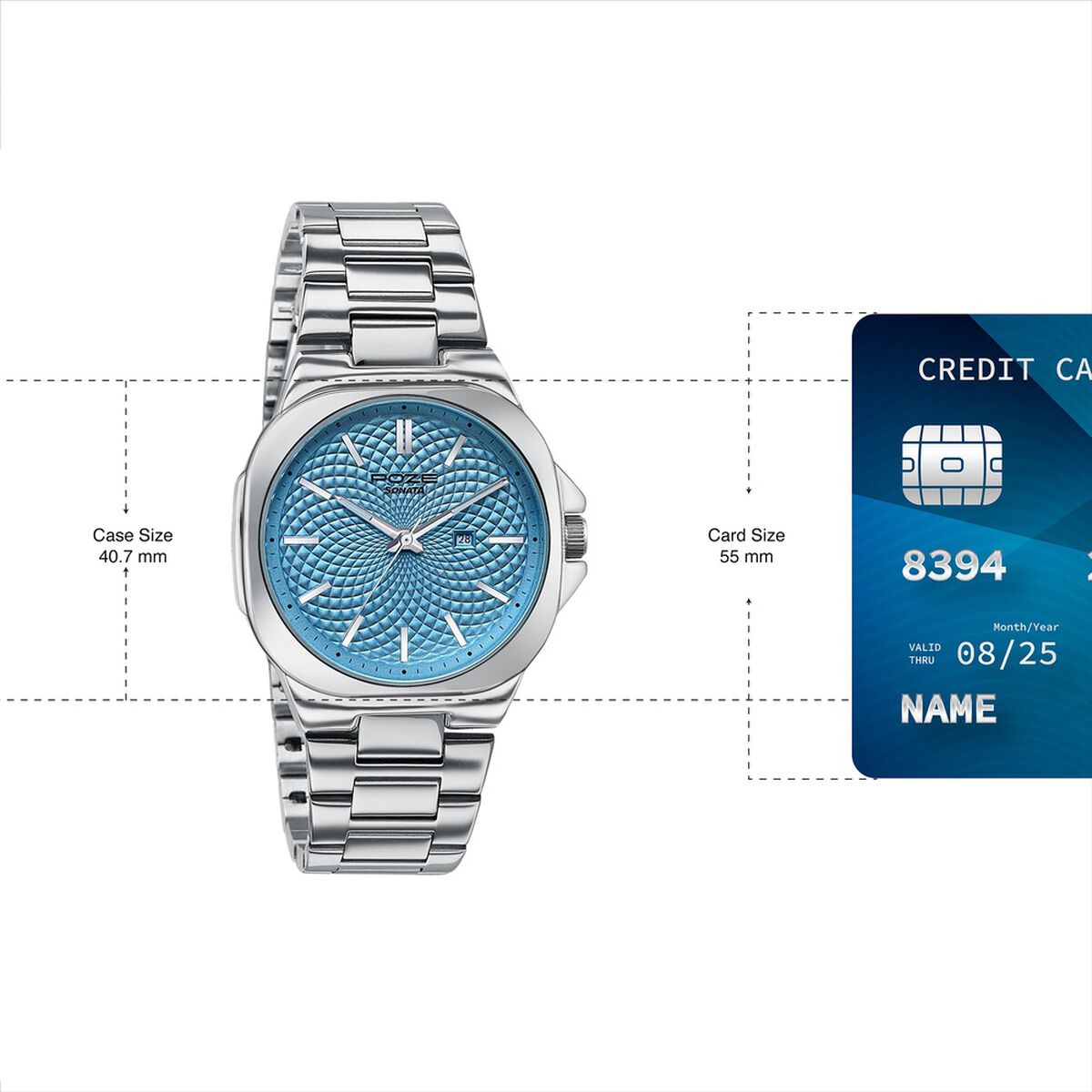 Sonata Poze Quartz Analog Blue Dial Silver Colour Stainless Steel Strap Watch For Men 4