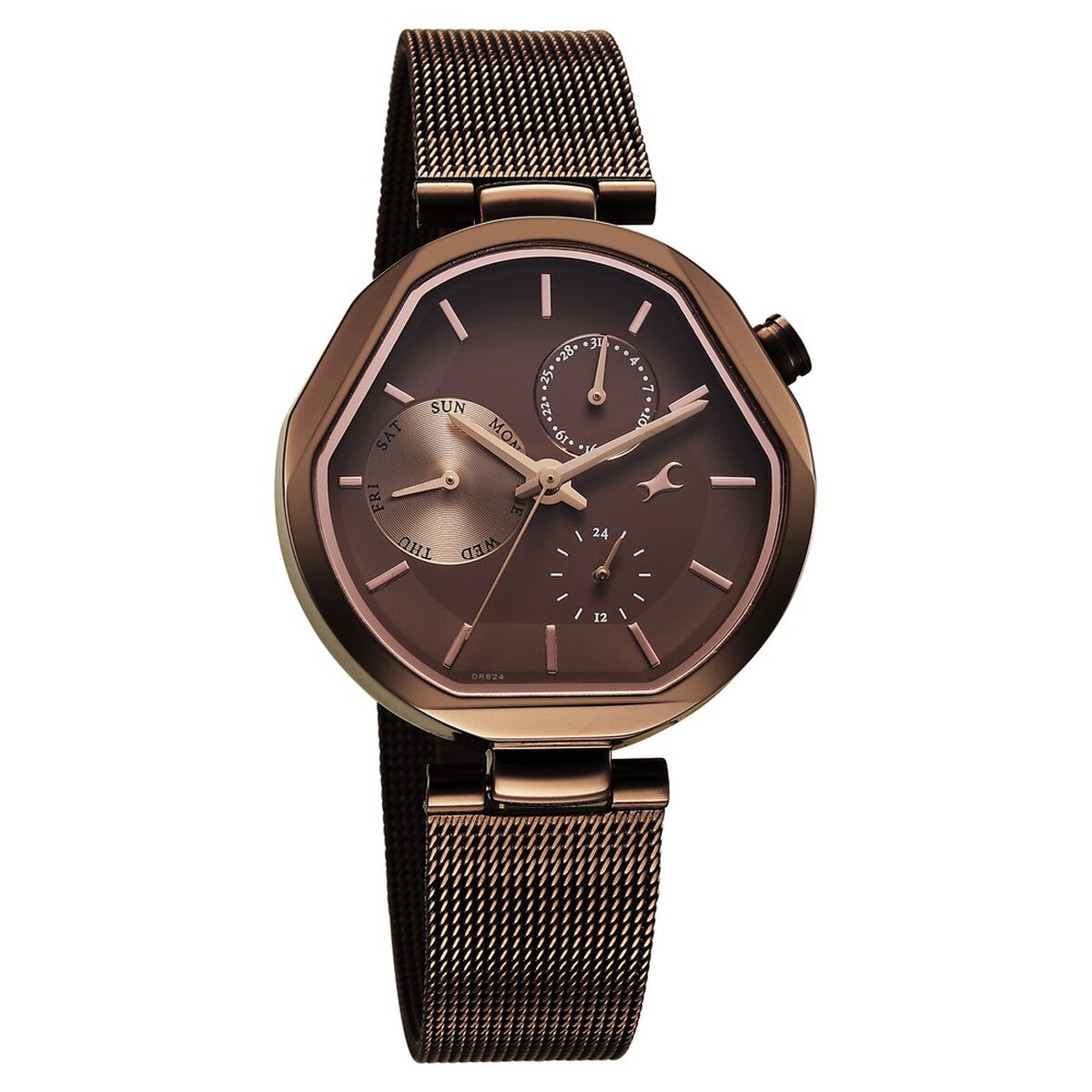 Fastrack Tick Tock Quartz Multifunction Brown Dial Stainless Steel Strap Watch For Girls 2