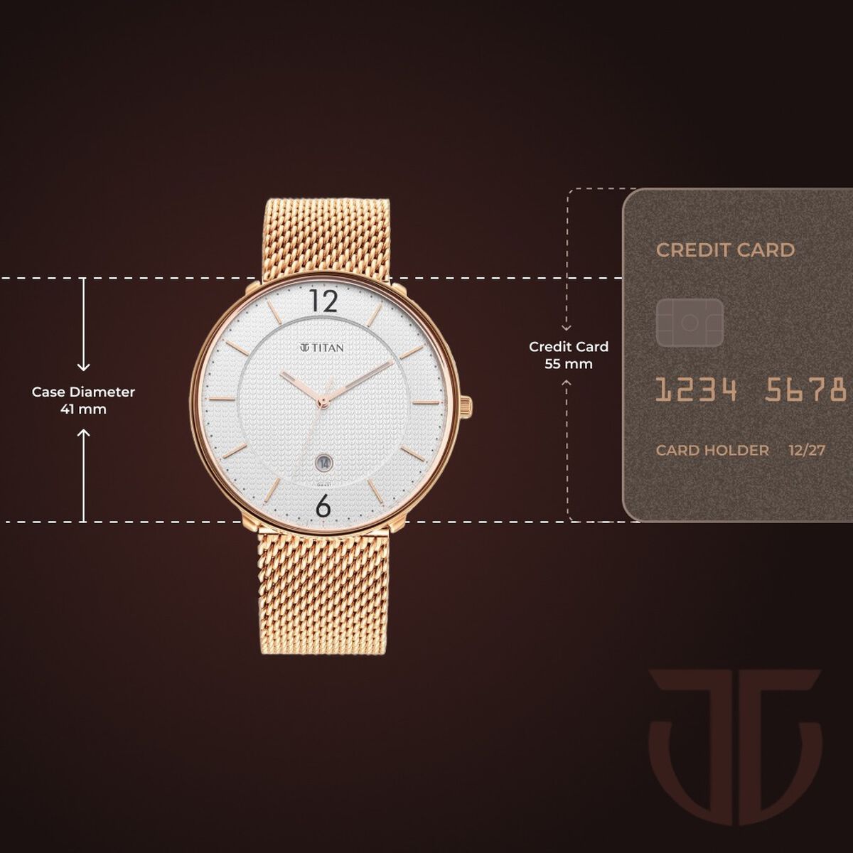 Titan - Black and Gold Collection - Quartz Analog Silver Dial Rose Gold Stainless Steel Strap watch for Men 3