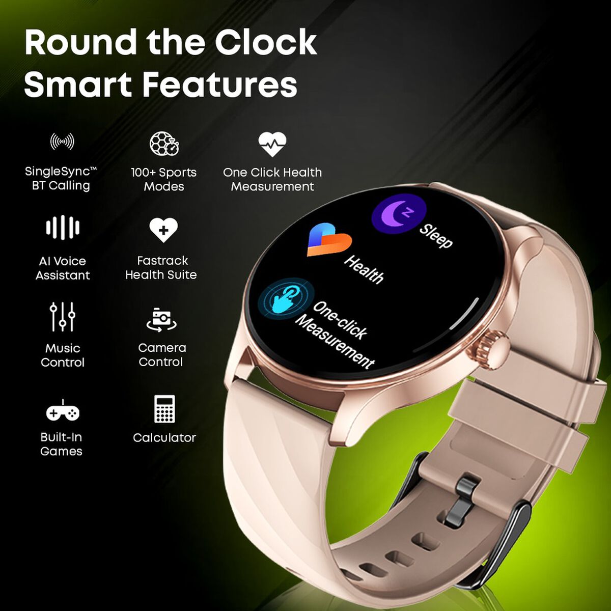 Fastrack Jupiter R1 With 3.50 cm, BT Calling, 100+ Sports Mode, IP68, AI Voice Assistant, Fashion Smartwatch 5