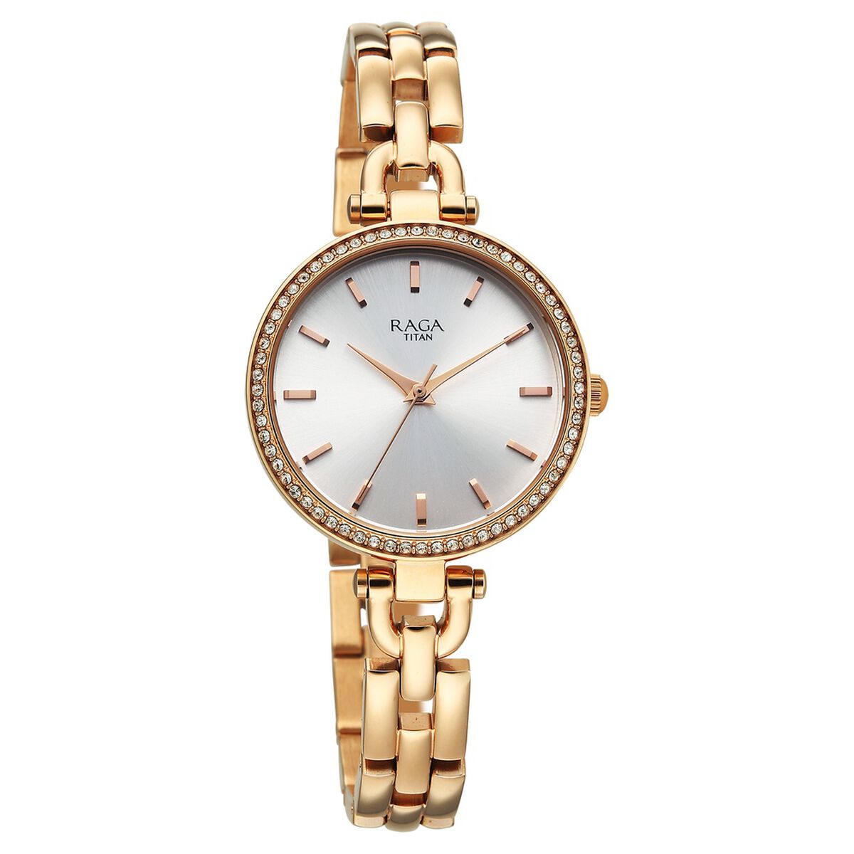 Titan Raga Showstopper Quartz Analog Silver Dial Rose Gold Metal Strap Watch For Women 2