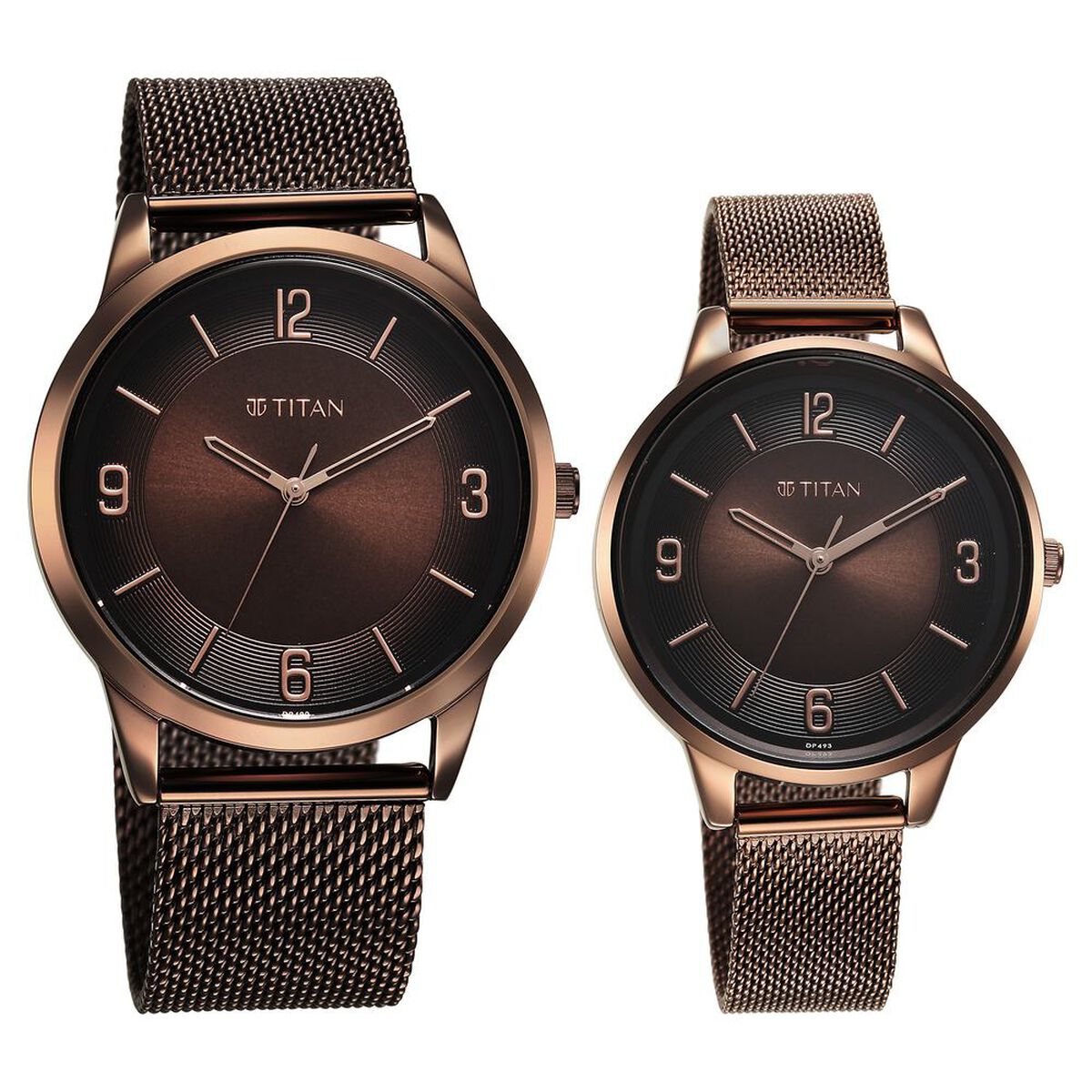 Titan Bandhan Quartz Analog Brown Dial Stainless Steel Strap Watch for Couple 2