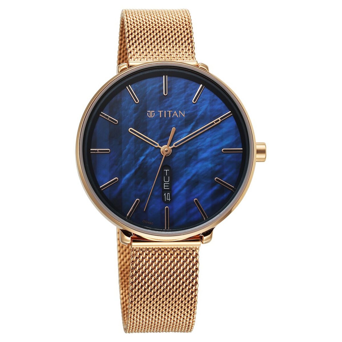 Titan Neo Analog with Day and Date Mother Of Pearl Dial Rose Gold Color Stainless Steel Strap Watch For Women 2