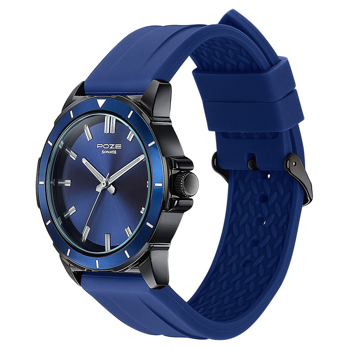 Sonata Poze Quartz Analog Blue Dial Blue Silicone Strap Watch For Men 5