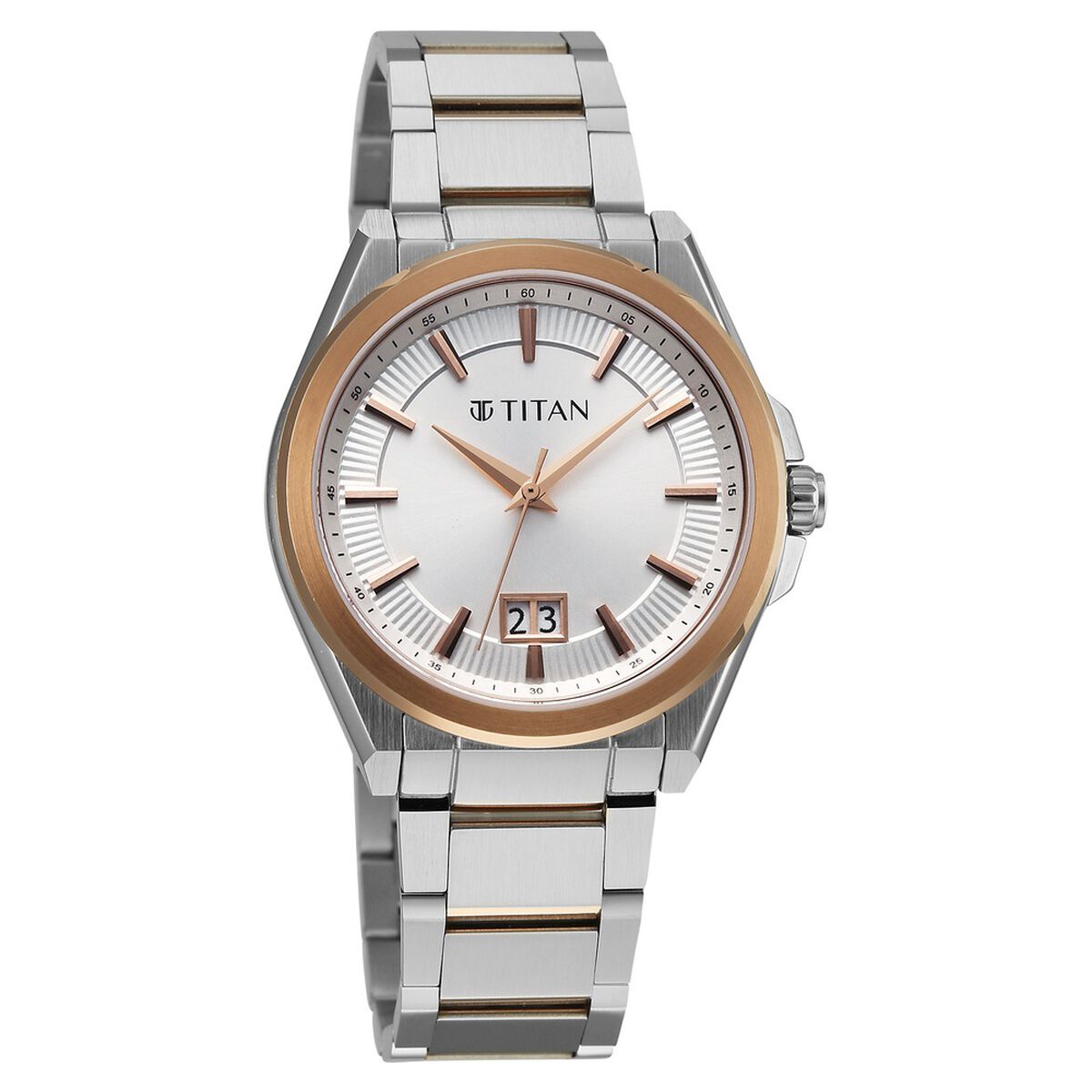 Titan Classique Big Date Analog with Silver Dial Dual Tone Stainless Steel Strap Watch for Men 3