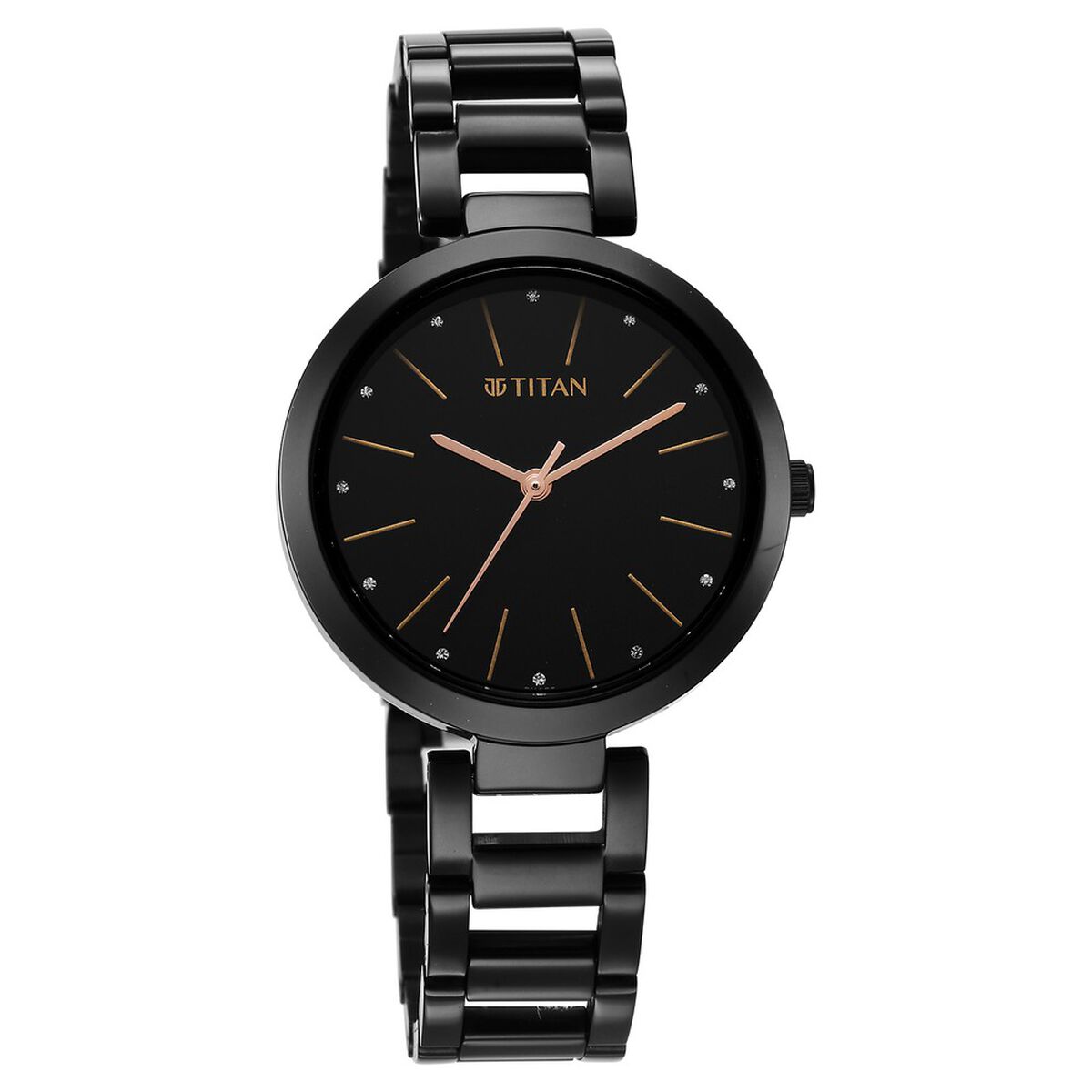 Titan Purple Workwear Quartz Analog Black Dial Black Stainless Steel Strap Watch For Women 2