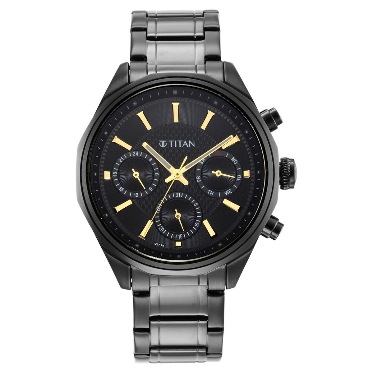 Titan Regalia Opulent Multifunction Black Dial Black Stainless Steel Strap Watch For Men 3