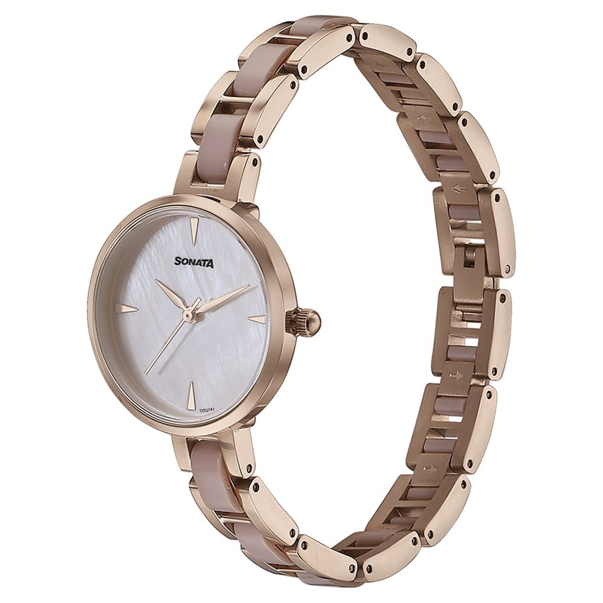 Sonata Quartz Analog Mother of Pearl Dial Two Toned Stainless Steel Strap Watch For Women 4
