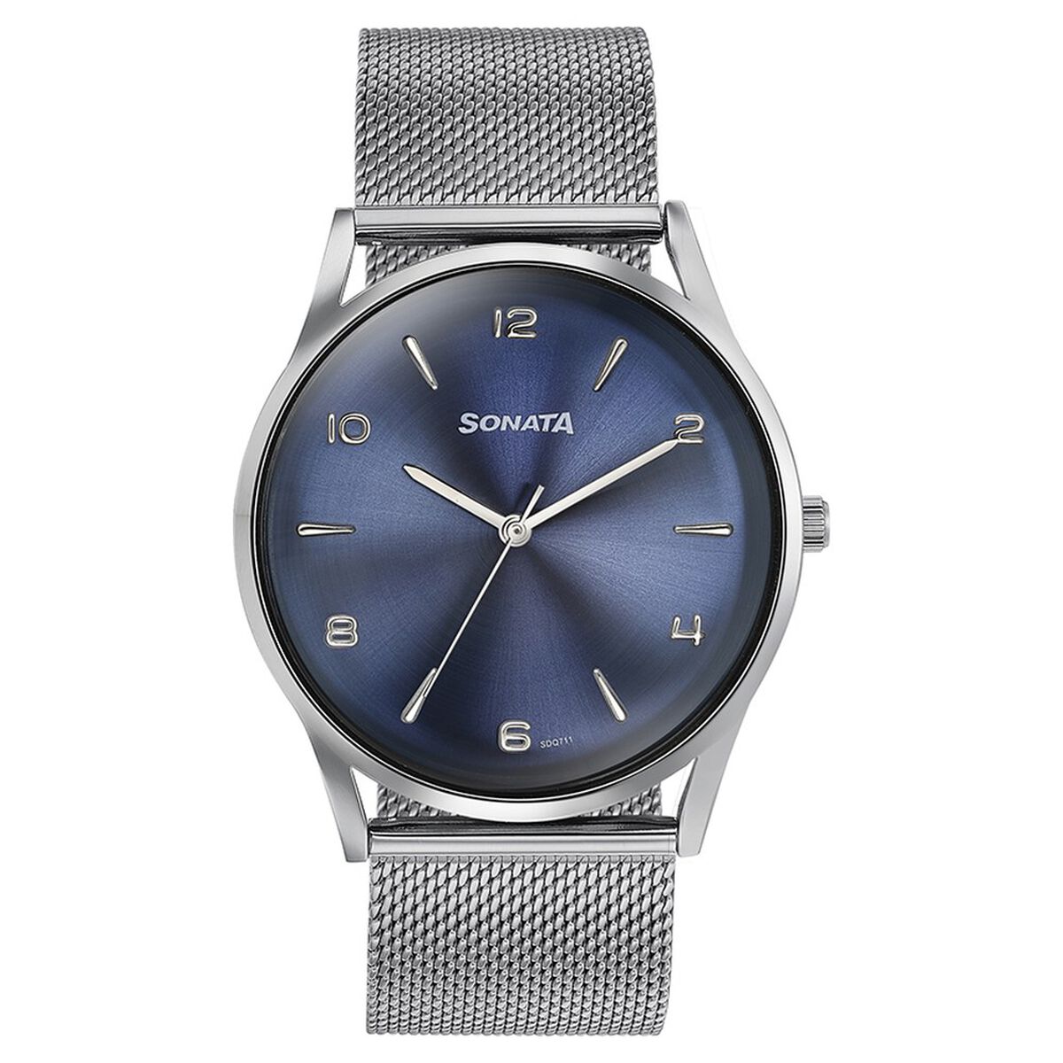 Sonata Quartz Analog Blue Dial Silver Stainless Steel Strap Watch For Men 2