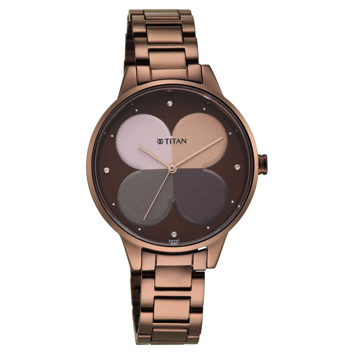 Titan Purple Glam It Up Quartz Analog Brown Dial Brown Stainless Steel Strap Watch For Women 1