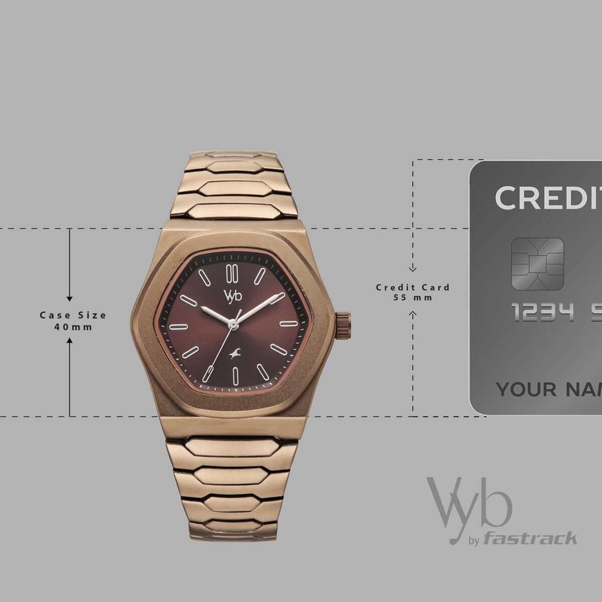 Vyb Limitless By Fastrack Quartz Analog Brown Dial Brown Metal Strap Watch For Guys 4