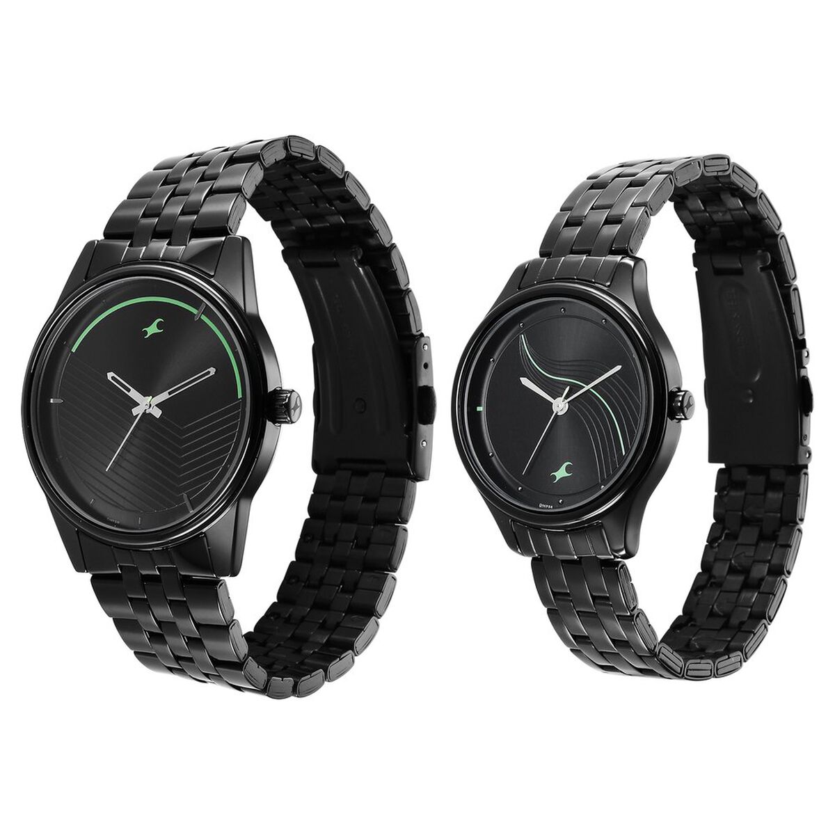 Fastrack Mixmatched Quartz Analog Black Dial Black Stainless Steel Strap Watch for Couple 3