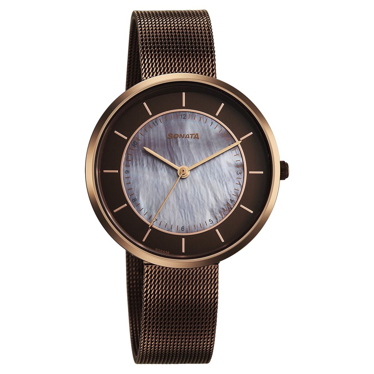 Sonata Modern Edit Quartz Analog Brown Dial Stainless Steel Strap Watch For Women 1