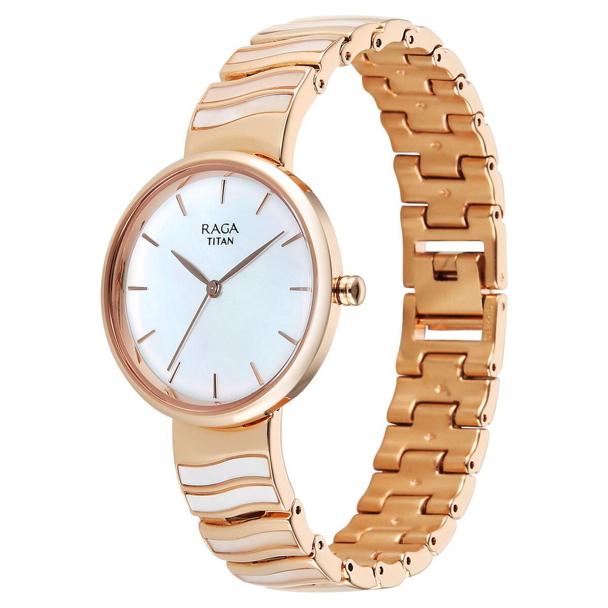 Titan Raga Power Pearls Quartz Analog Mother of Pearl Dial Rose Gold Metal Strap Watch For Women 3