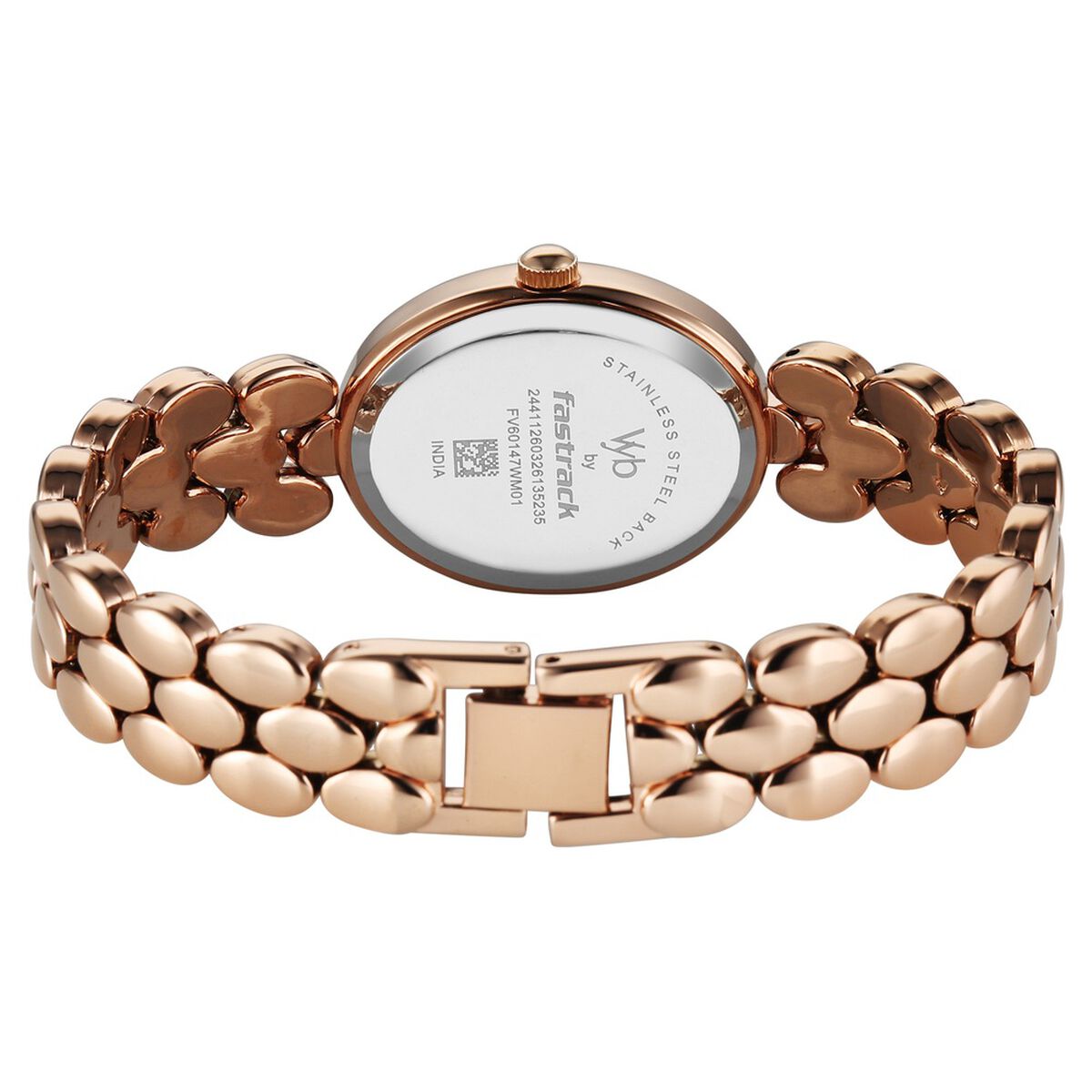 Vyb Enigma By Fastrack Quartz Analog Rose Gold Dial Rose Gold Metal Strap Watch For Girls 5