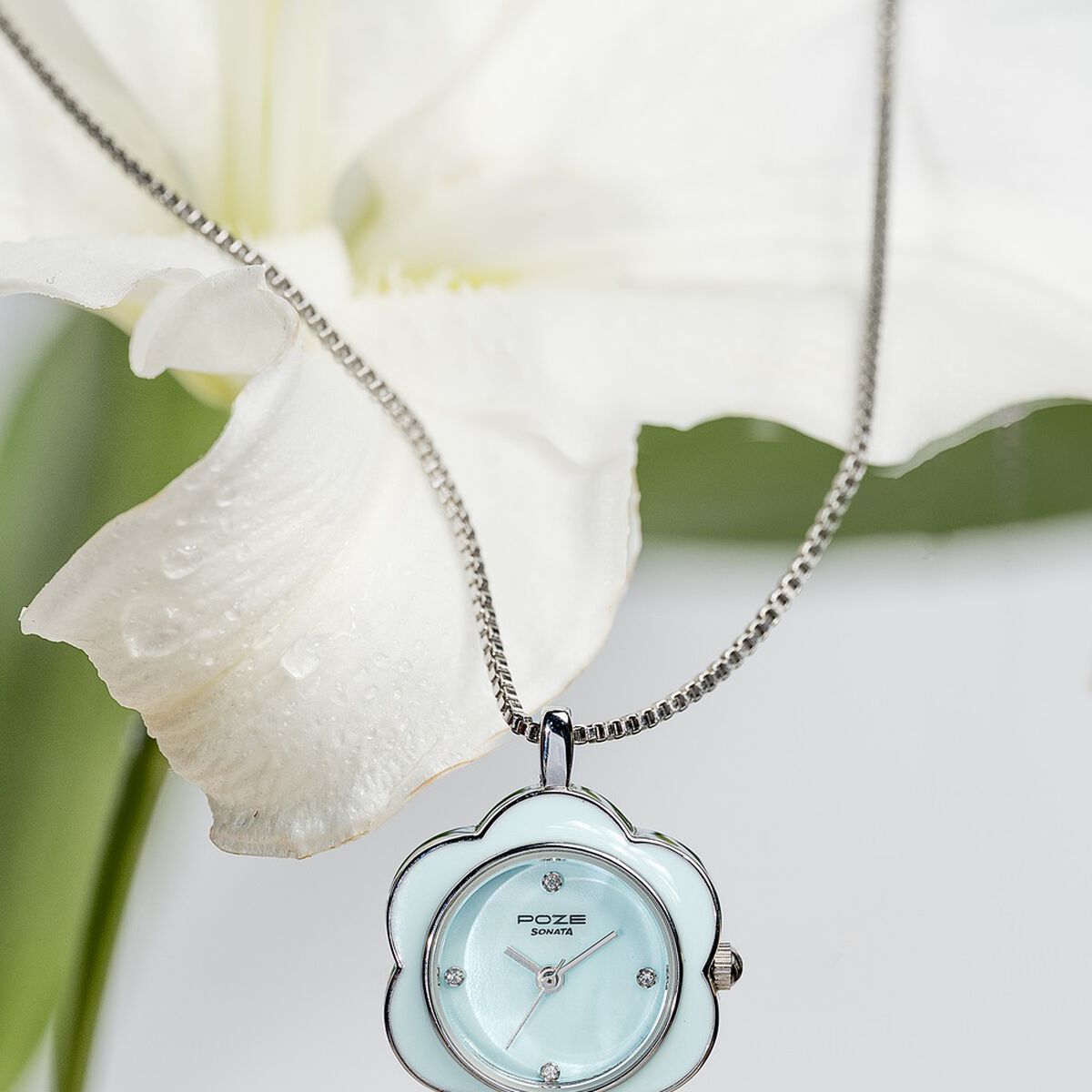 Sonata Poze Quartz Analog Blue Dial Silver Colour Metal Strap Watch For Women 1