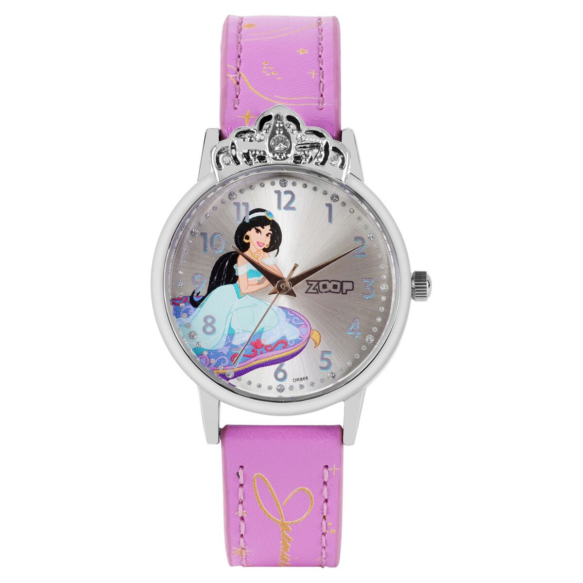 Zoop Disney Jasmine Analog Watch with Silver Dial & Purple Strap for Girls Kids, from House of Titan 2