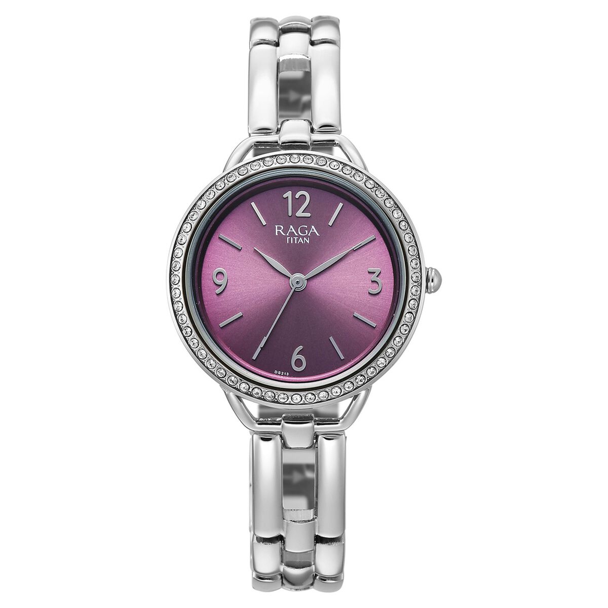 Titan Raga DEC Blaze Quartz Analog Purple Dial Silver Metal Strap Watch For Women 1