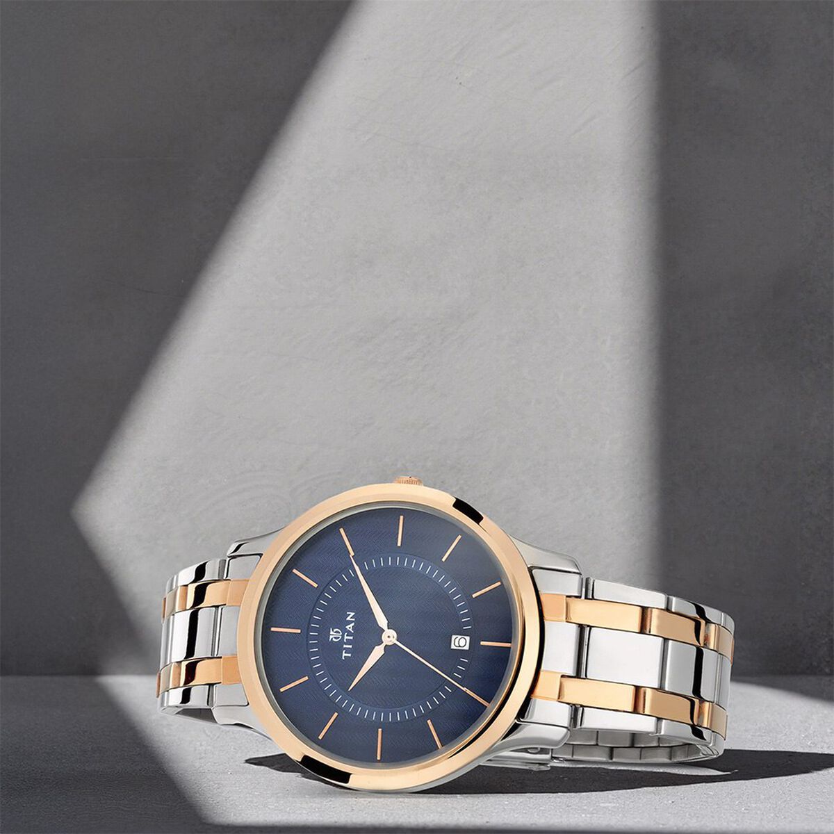 Titan Quartz Analog with Date Blue Dial Stainless Steel Strap Watch for Men 1