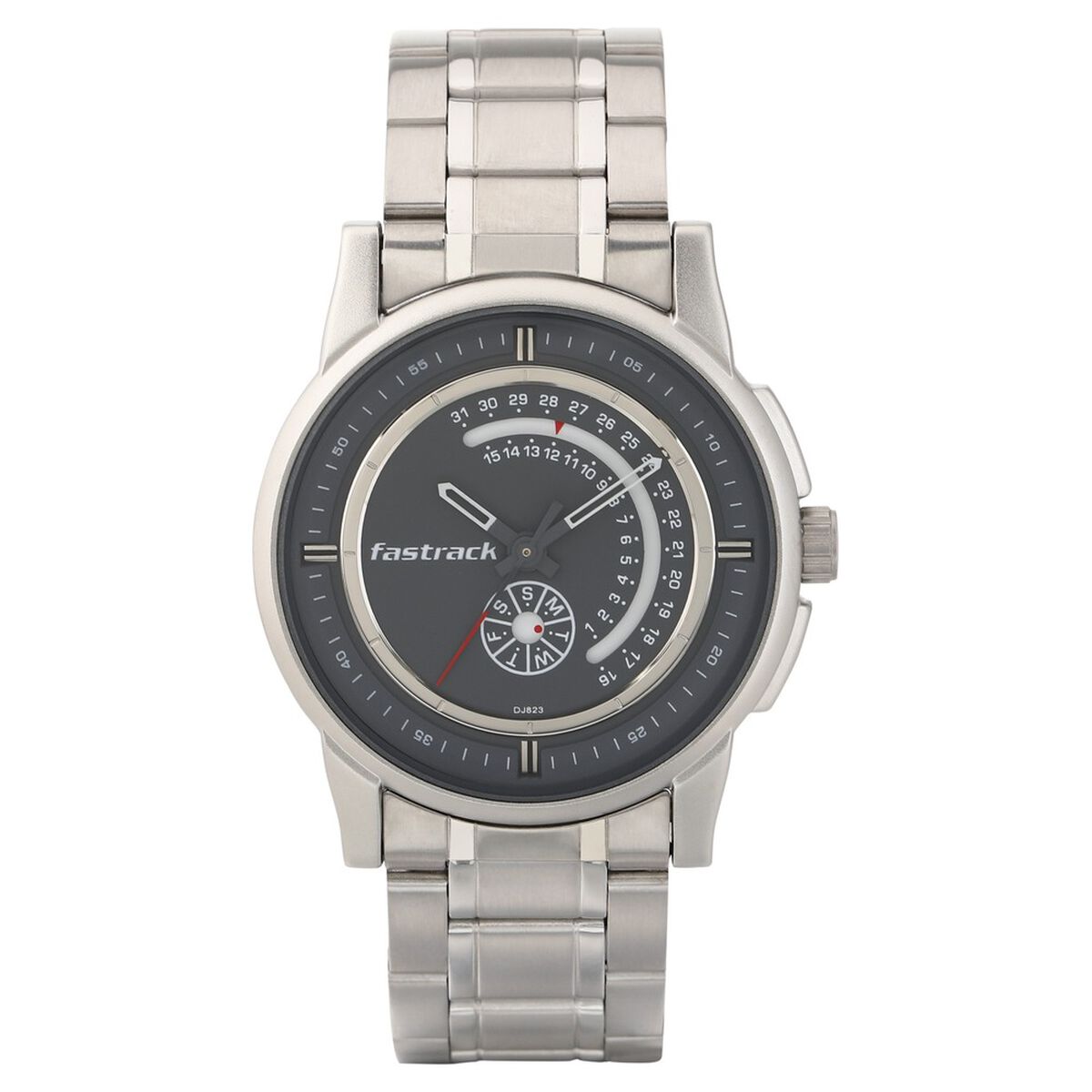 Fastrack Go Skate Quartz Analog with Day and Date Grey Dial Stainless Steel Strap Watch for Guys 2
