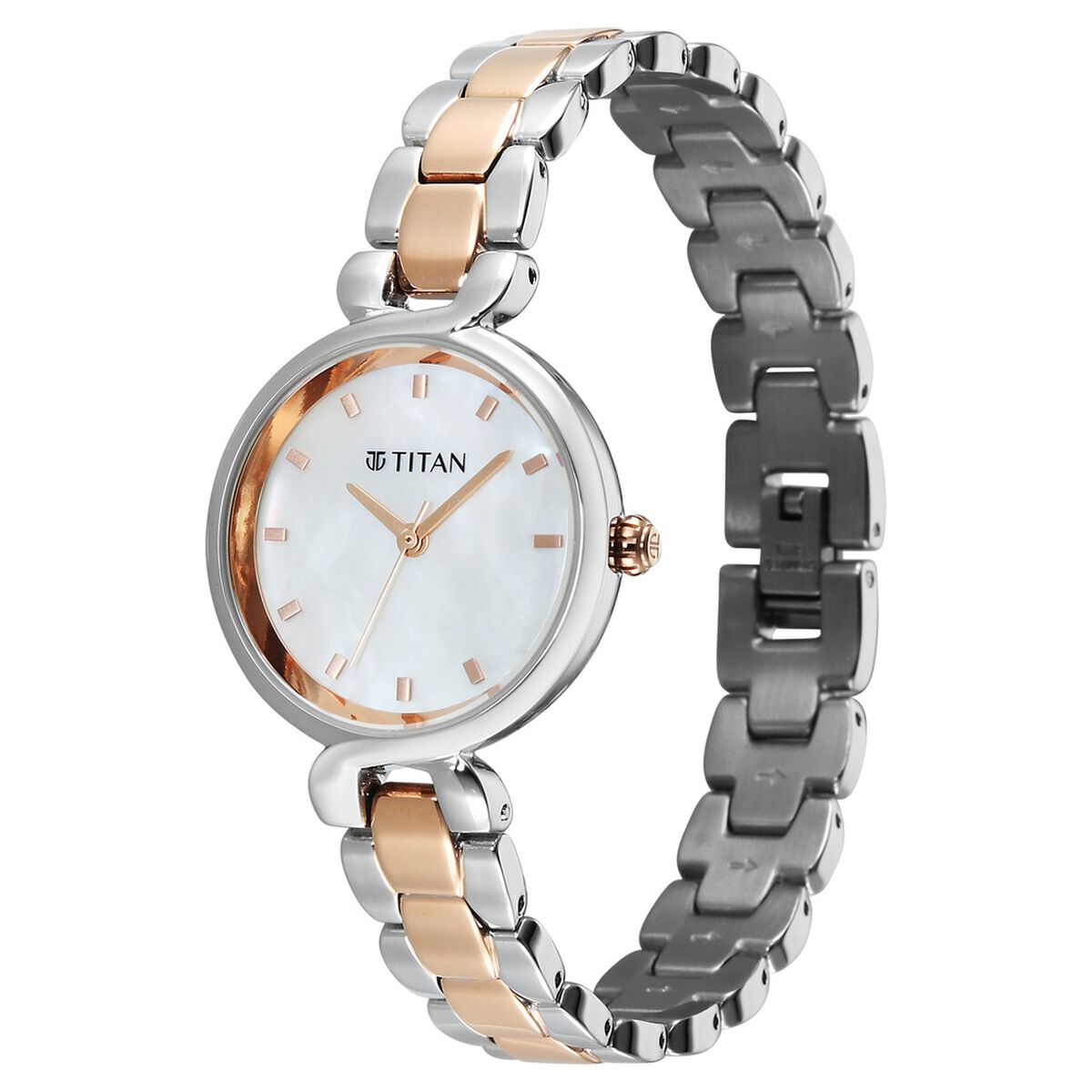 Titan Workday Edit Quartz Analog Mother Of Pearl Dial Two Toned Stainless Steel Strap Watch For Women 3