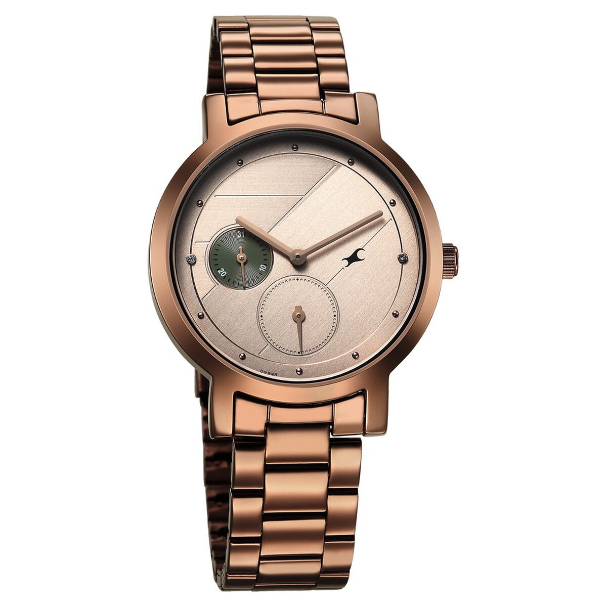 Fastrack Tick Tock Quartz Analog Beige Dial With Brown Stainless steel Strap Watch for Girls 2