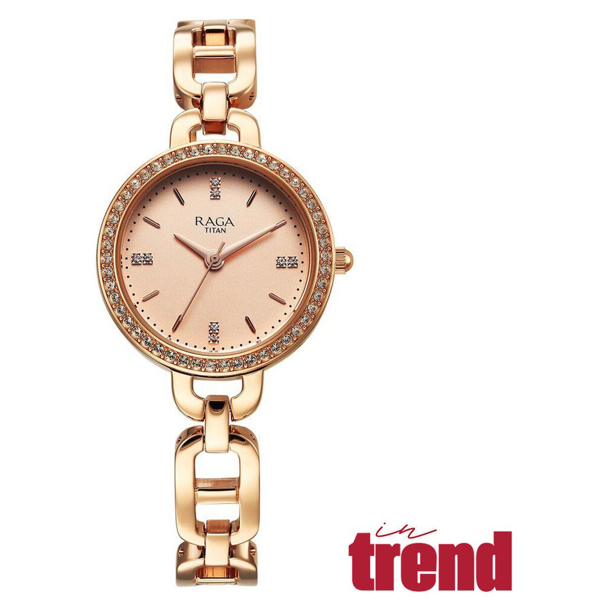 Titan Raga Showstopper Quartz Analog Rose Gold Dial Metal Strap Watch For Women 1
