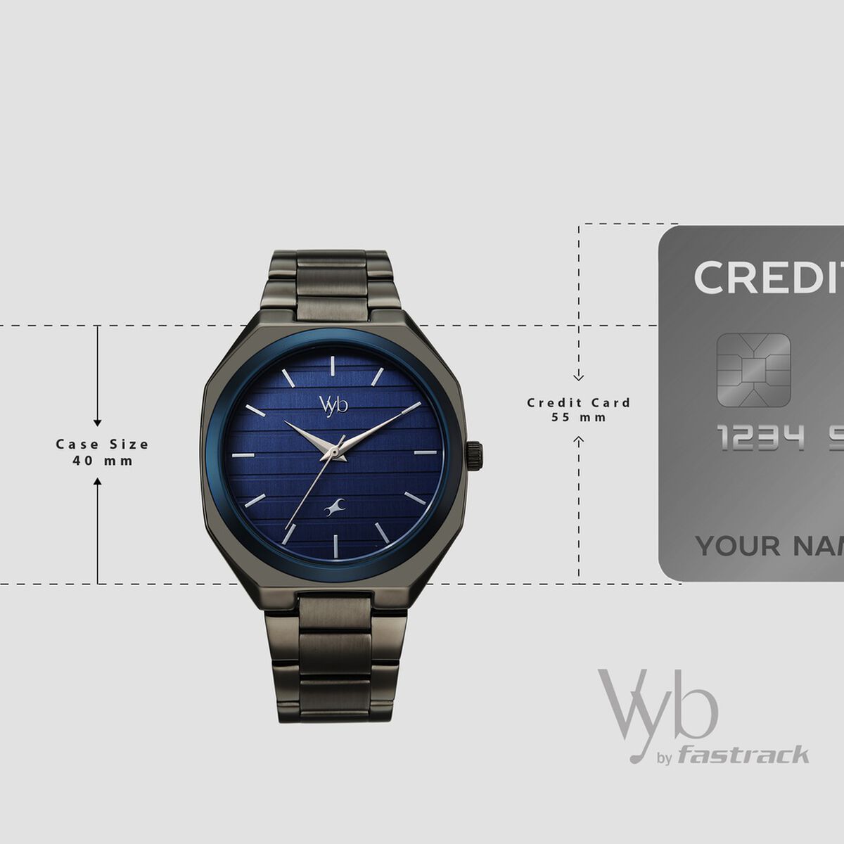 Vyb Horizon By Fastrack Quartz Analog Blue Dial Grey Stainless Steel Strap Watch For Guys 4