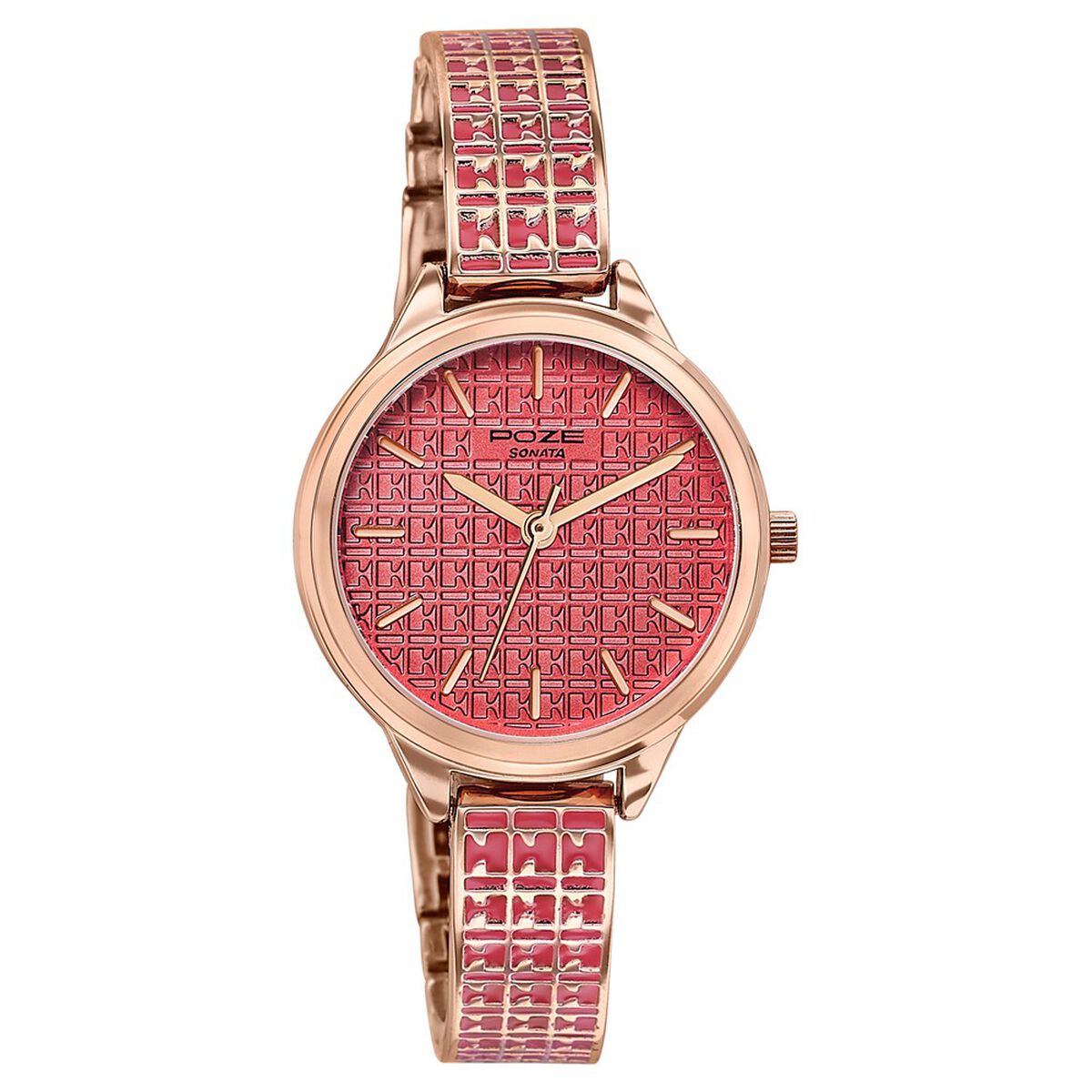 Poze By Sonata Quartz Analog Pink Dial Two Toned Metal Strap Watch For Women 3