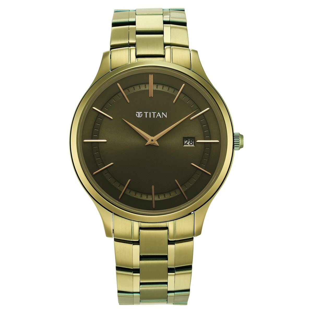 Titan Classique Slimline Green Dial Analog with Day and Date Stainless Steel Strap watch for Men 2