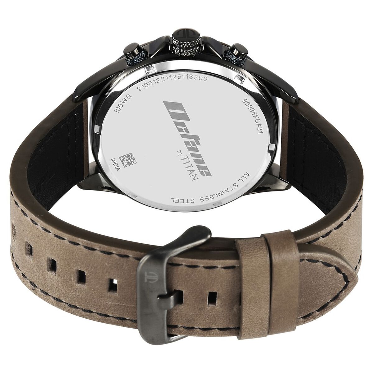 Titan Octane Cred Analog with Green Dial Grey Leather Strap Watch for Men 5