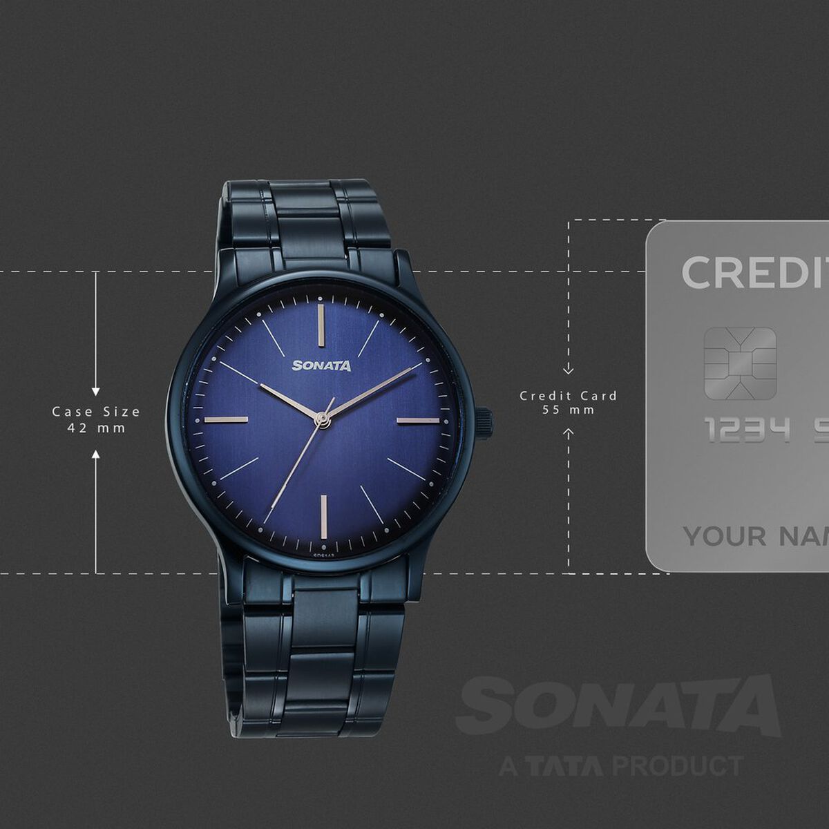 Sonata Aspire Quartz Analog Blue Dial Stainless Steel Strap Watch For Men 4