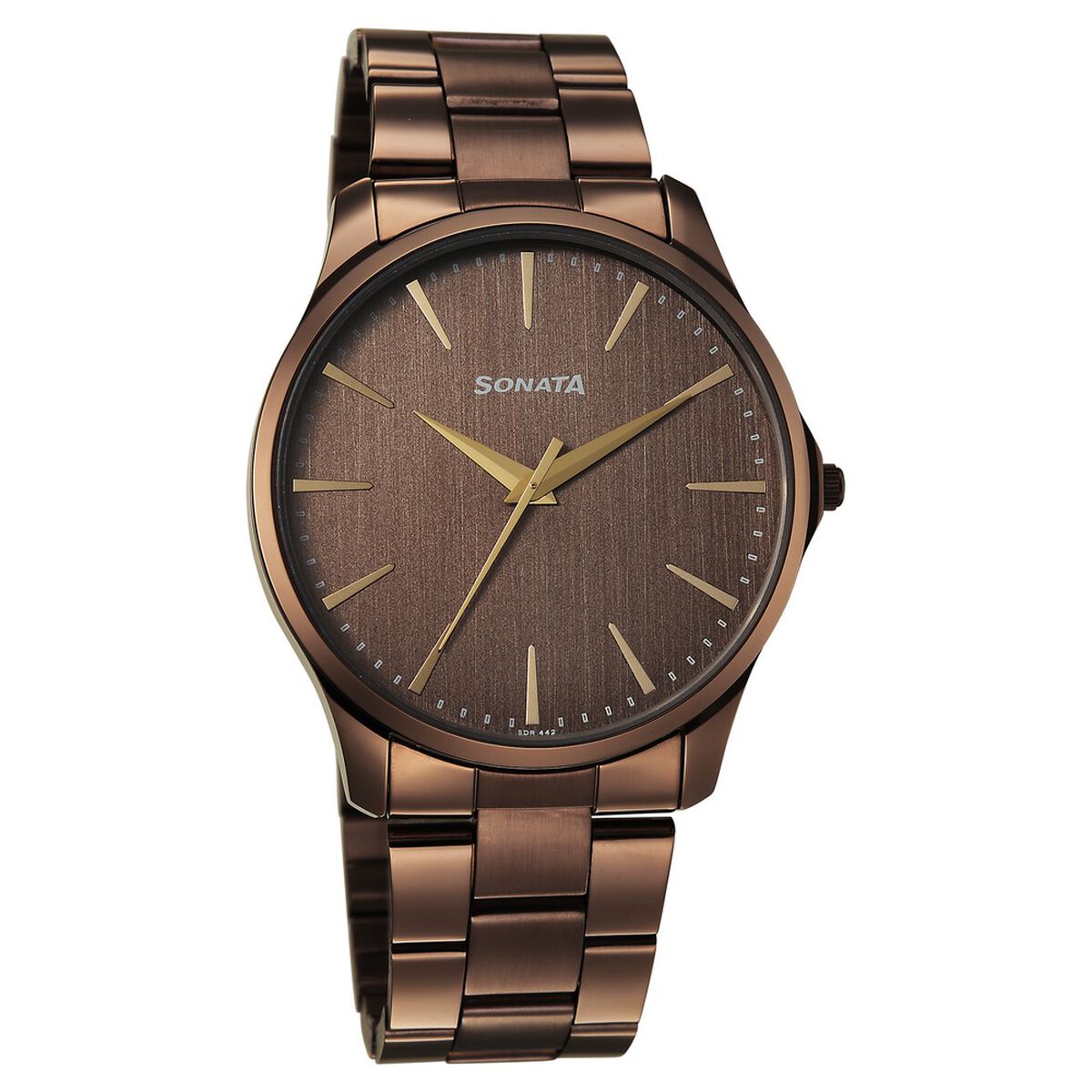 Sonata Traditional Essentials Quartz Analog Brown Dial Brown Metal Strap Watch For Men 1