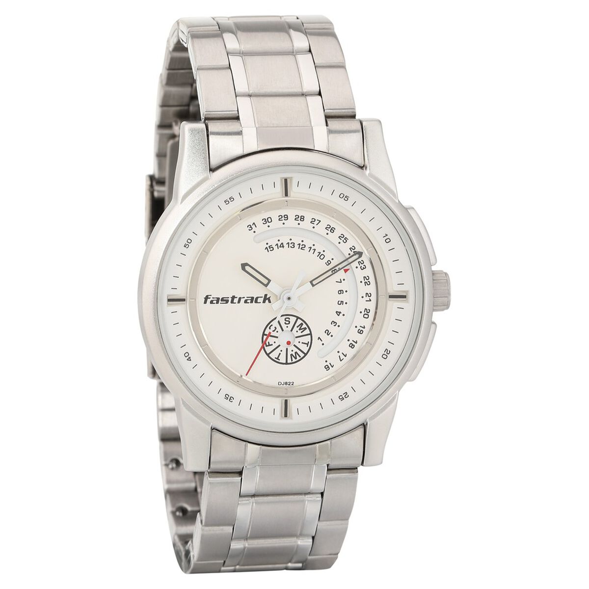 Fastrack Go Skate Quartz Analog with Day and Date White Dial Stainless Steel Strap Watch for Guys 1