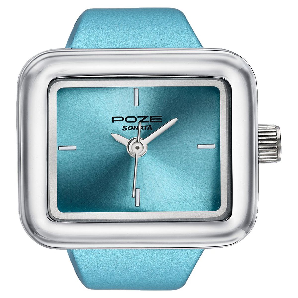 Ring Watch By Sonata Quartz Analog Blue Dial Silver Metal Strap Watch For Women 2