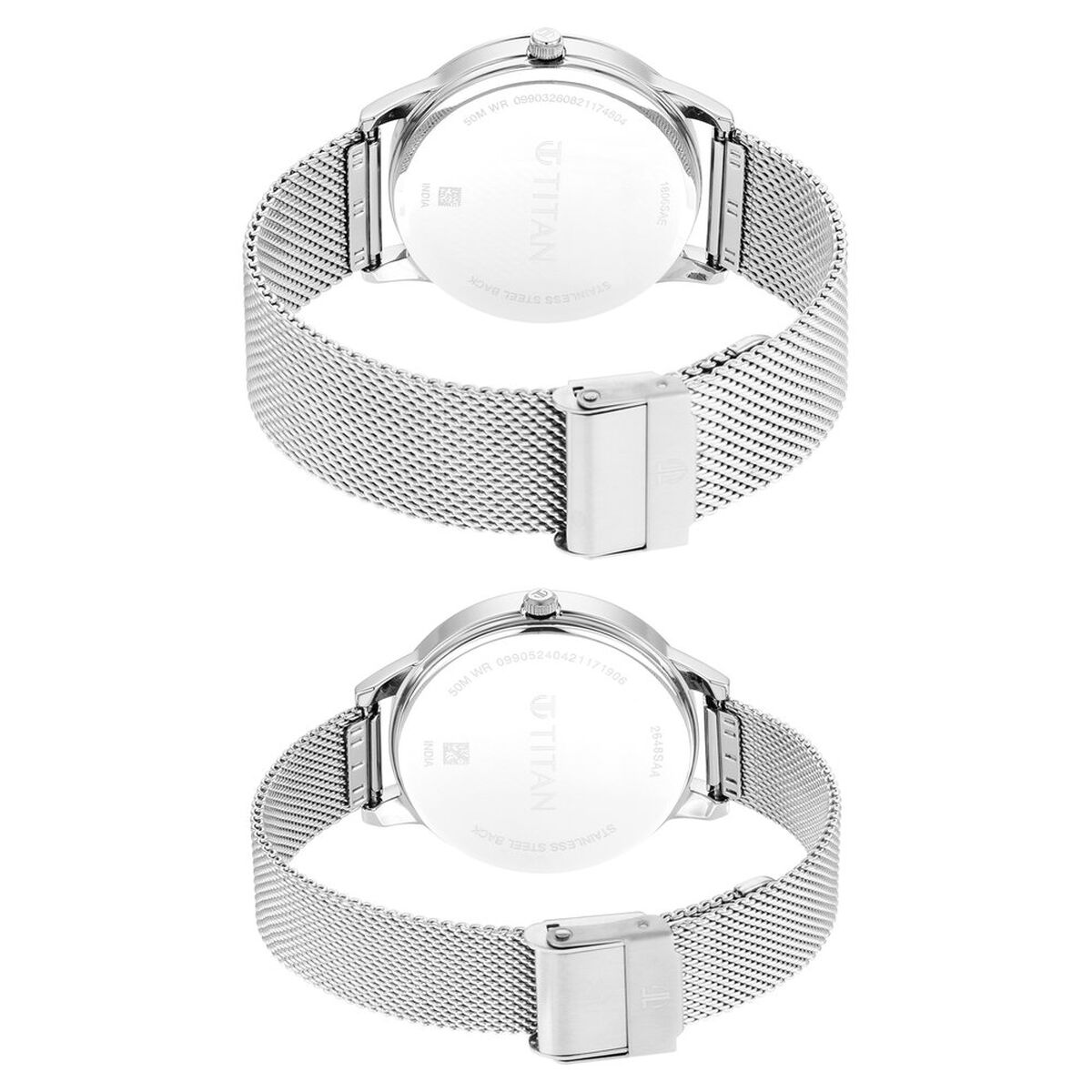 Titan Quartz Analog White Dial Stainless Steel Strap Watch for Couple 5
