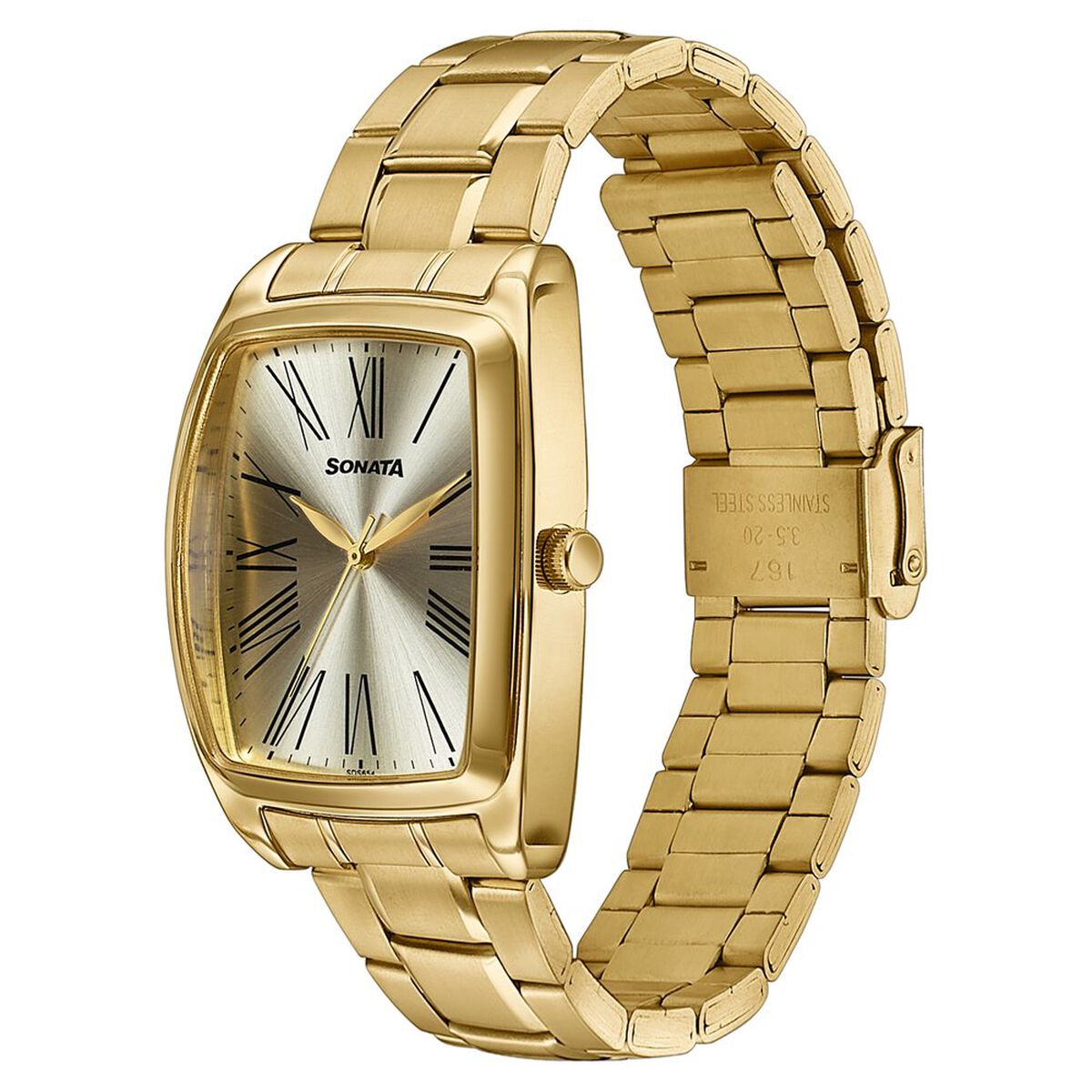 Sonata Ascent Gold Tonneau Watch for Men 2