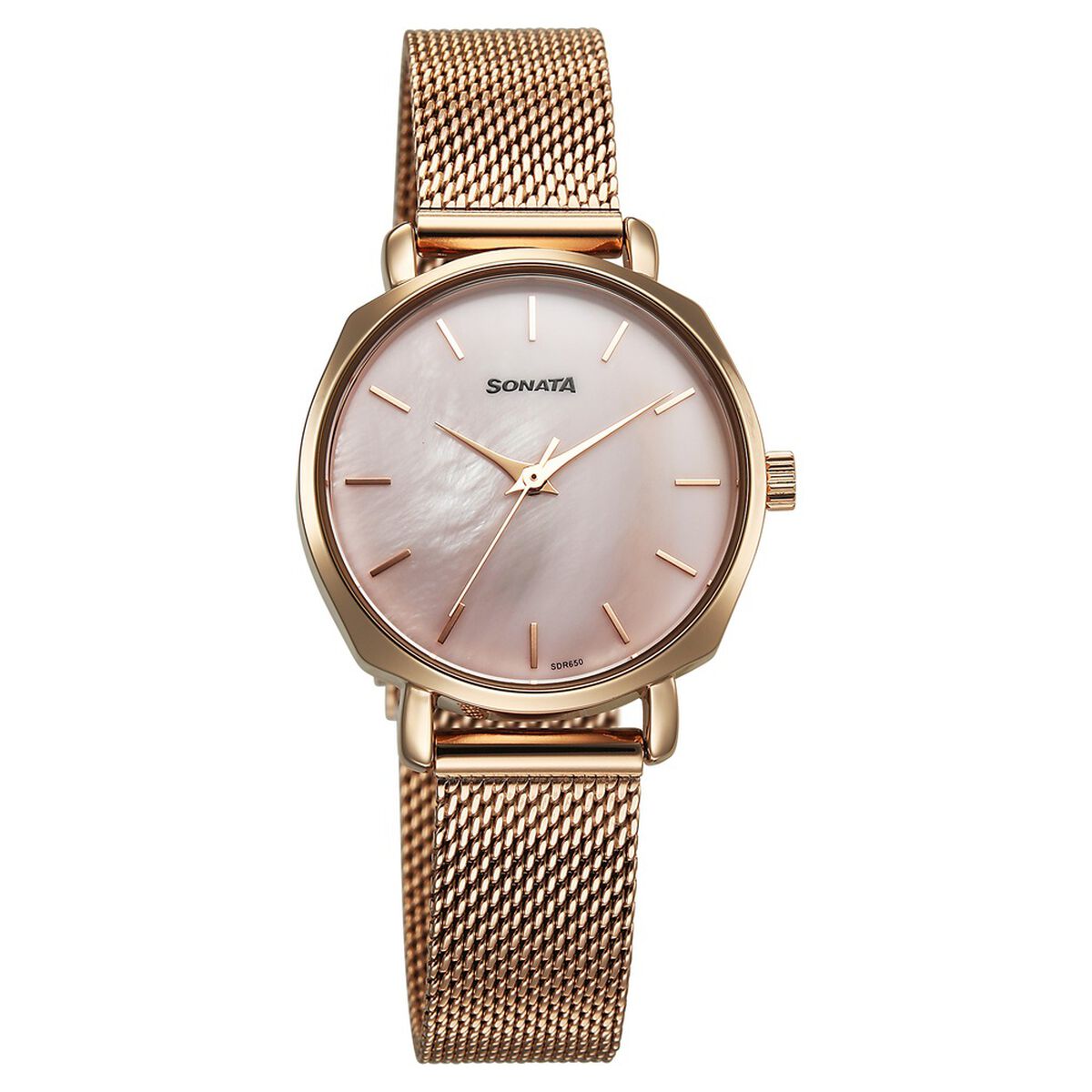 Sonata Eternia Quartz Analog Pink Dial Metal Strap Watch For Women 1
