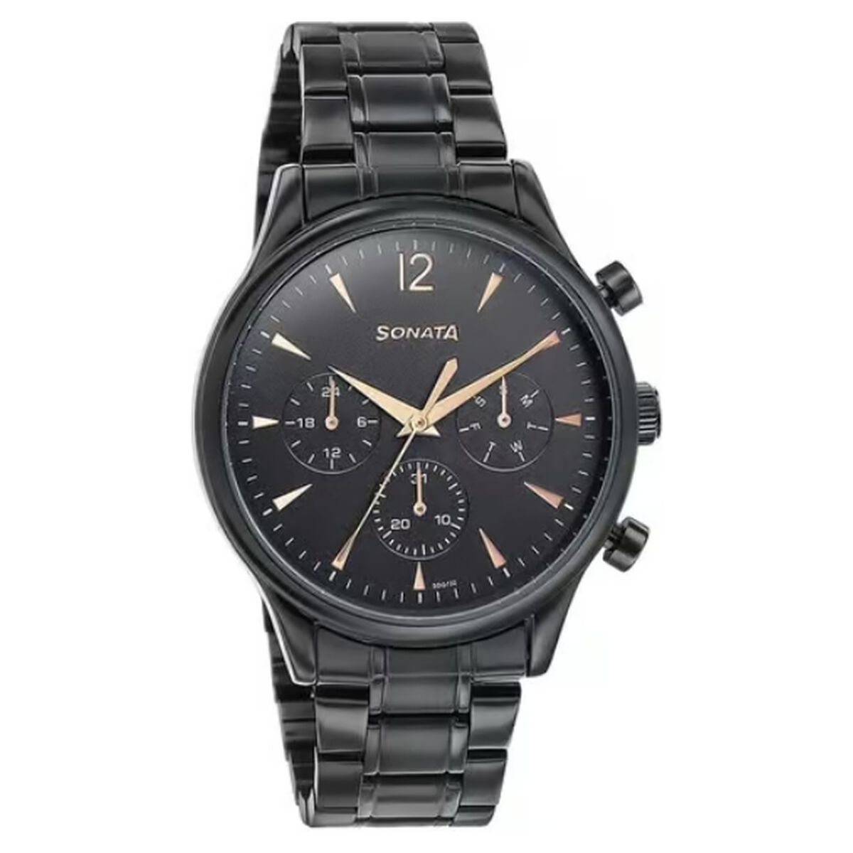 Sonata Wedding Edit Quartz Multifunction Black Dial Stainless Steel Strap Watch For Men 2