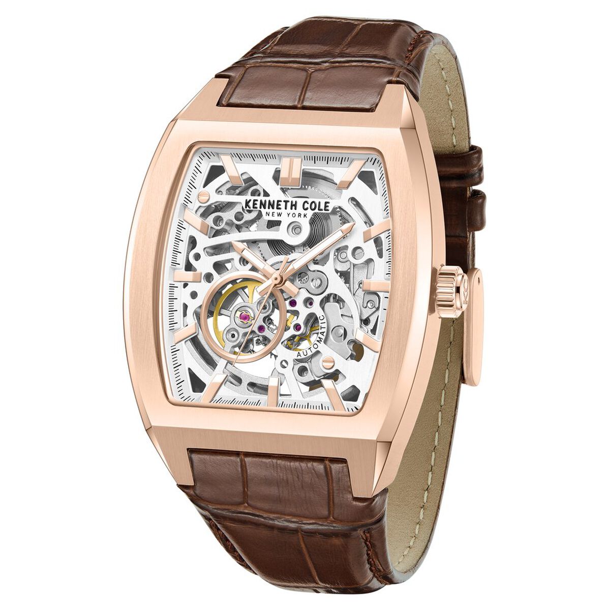 Kenneth Cole Automatic White Dial Leather Strap Watch For Men 2