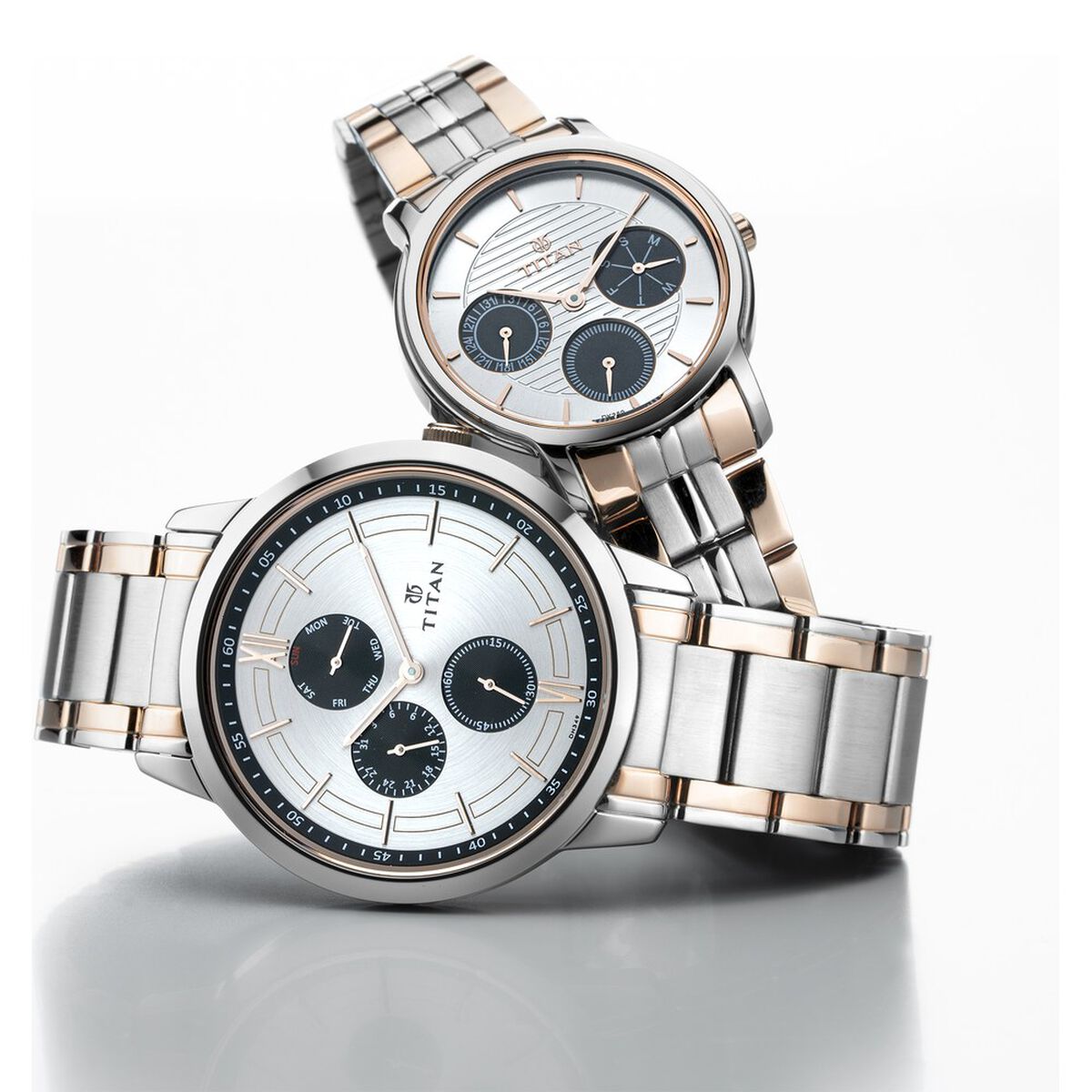 Titan Bandhan Silver Dial Quartz Multifunction Stainless Steel Strap watch for Couple 2