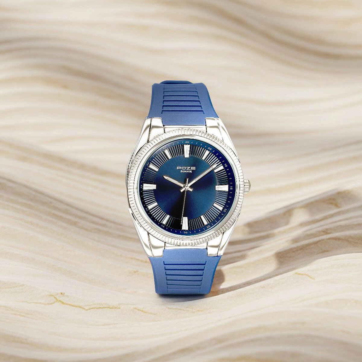Poze By Sonata Quartz Analog Blue Dial Blue Silicone Strap Watch For Men 1