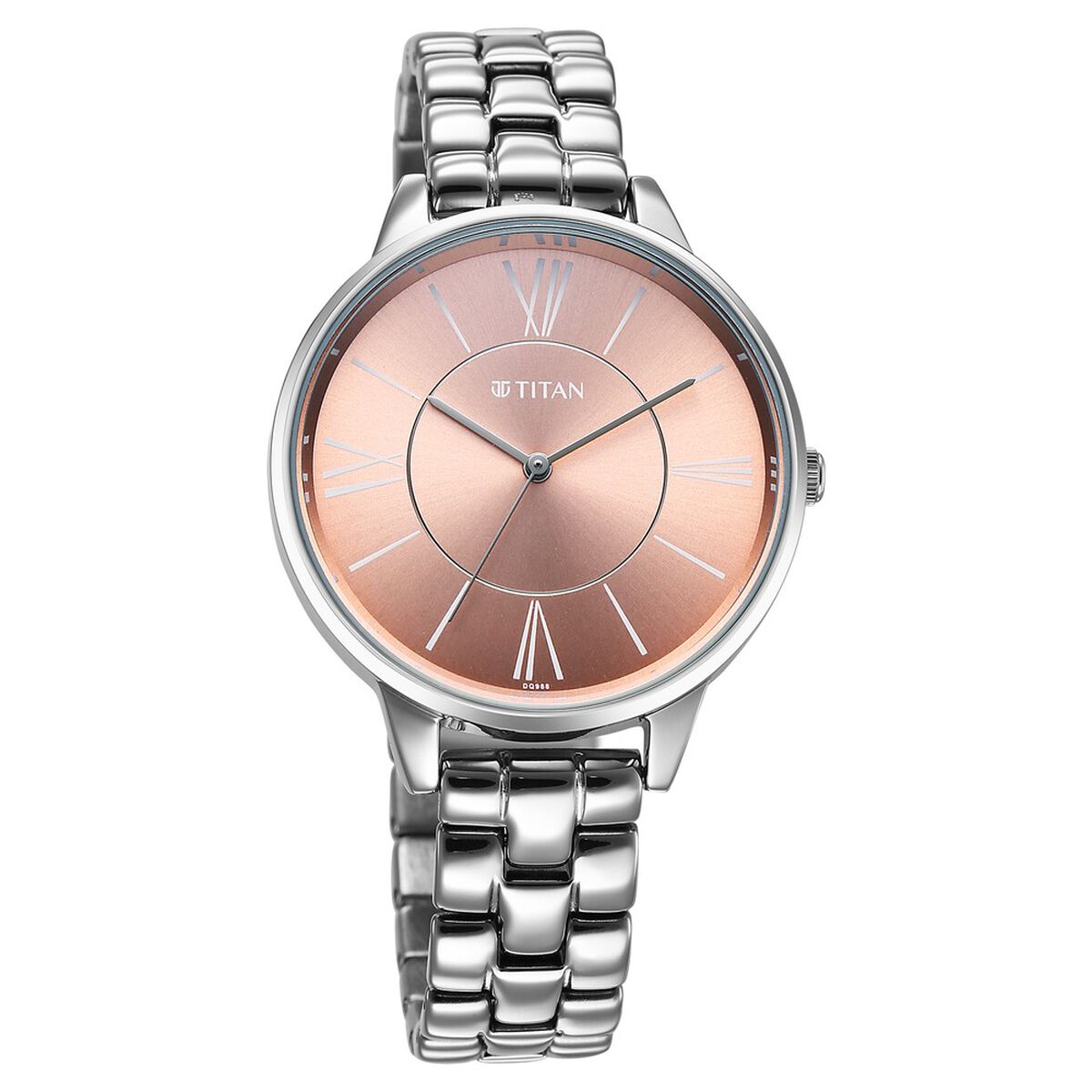 Titan Neo Quartz Analog Rose Gold Dial Silver Metal Strap Watch For Women 2