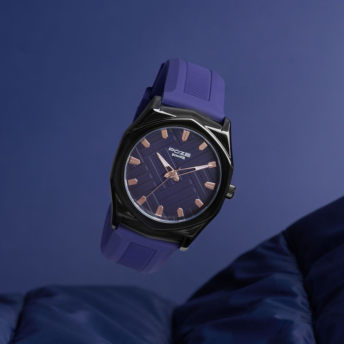 Poze By Sonata Quartz Analog Blue Dial Blue Silicone Strap Watch For Men 1