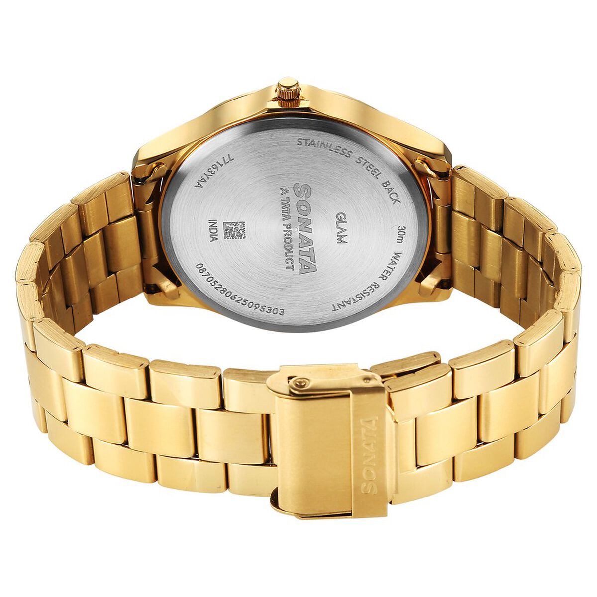 Sonata Traditional Essentials Quartz Analog Multicoloured Dial Golden Metal Strap Watch For Men 5