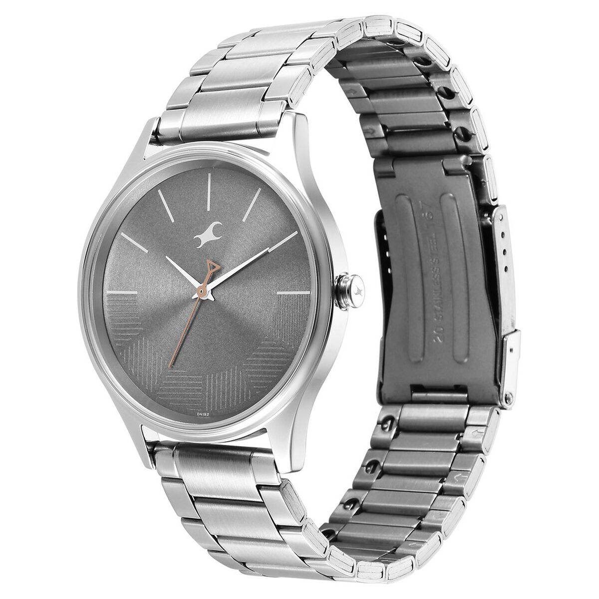 Fastrack Stunners Quartz Analog Grey Dial Metal Strap Watch for Guys 3