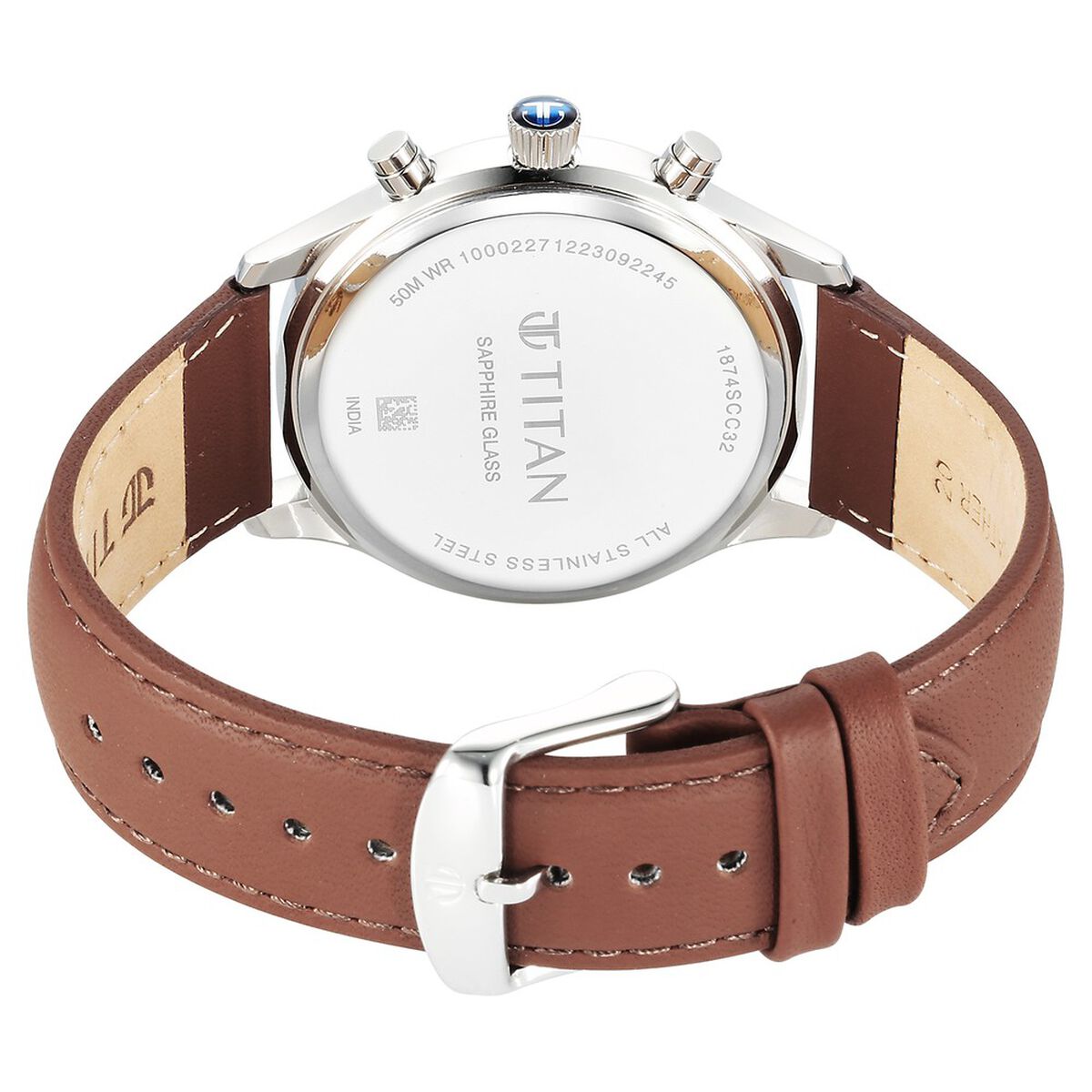 Titan Sapphire Quartz Multifunction Blue Dial Leather Strap Watch for Men 5
