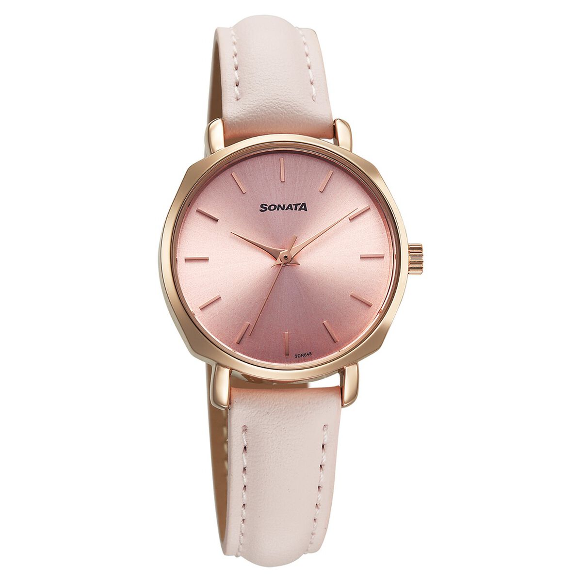 Sonata Eternia Quartz Analog Pink Dial Leather Strap Watch For Women 1