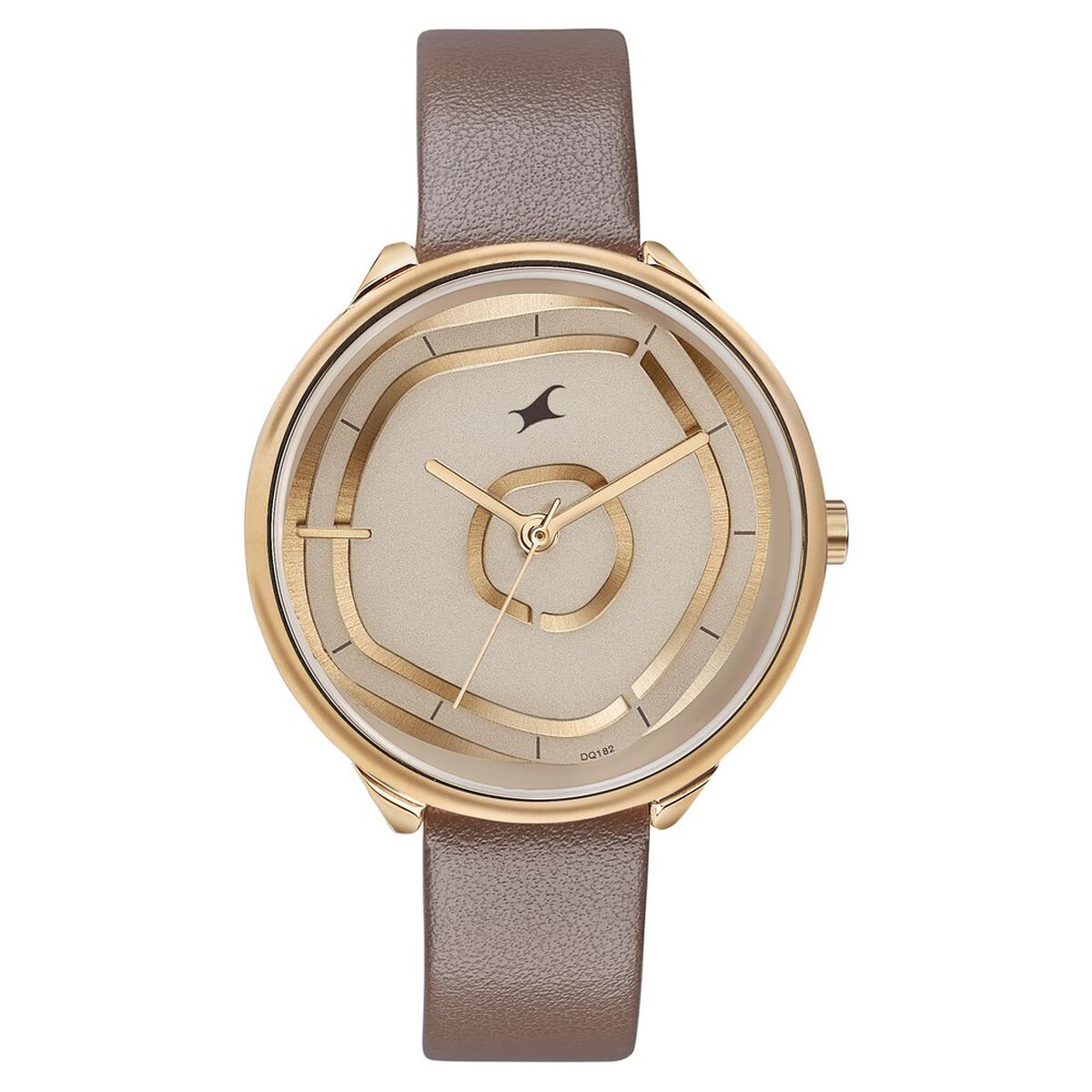 Fastrack Stunners Analog Rose Gold Dial Brown Leather Strap Watch For Girls 1